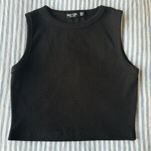 Nasty Gal Black Ribbed Crewneck Crop